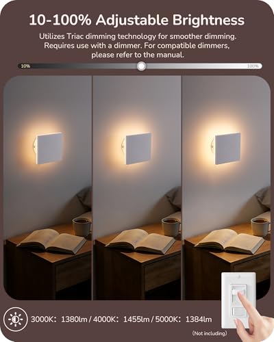 EDISHINE 4 Pack LED Outdoor Wall Light, Small Square Modern White Sconces - image 5