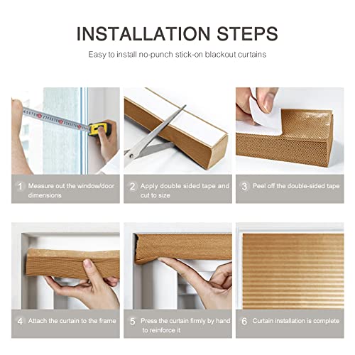 Temporary No Drill Blinds for Windows Stick on Curtains for Bedroom Kitchen Bathroom Windows Light Filtering Privacy Protection,Easy to Cut Size and Install,with 2 Clips