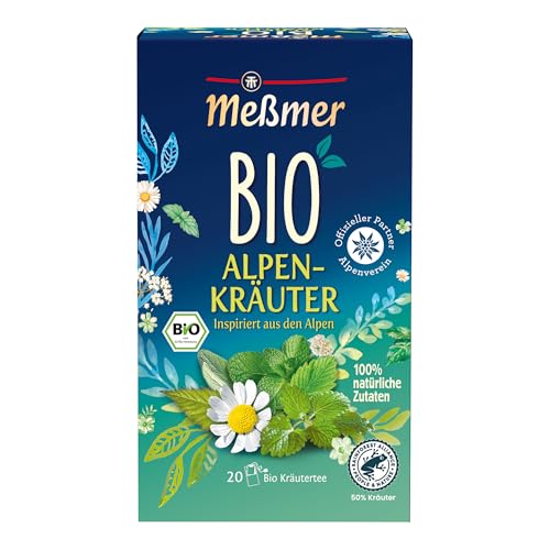 Meßmer Bio Alpenkräuter | 100% natürliche Zutaten | 20 Teebeutel | Vegan | Glutenfrei | Laktosefrei