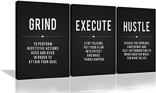 Motivational Wall Art Inspirational Canvas Wall Art For Office Decor Positive Quote Signs Black Picture Prints Ready To Hang (Black-1)