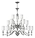 Hinkley-Fifteen Light Brushed Nickel Ivory Fabric Shade Drum Shade Chandelier-4799BN