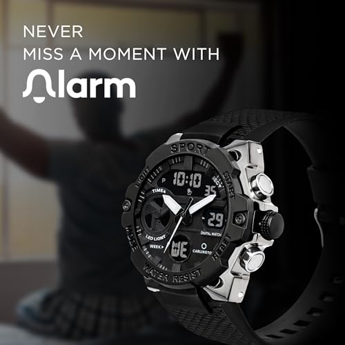 Image of Carlington Digital Sports Watch, Alarm, Stopwatch, Calendar, Water-Resistant, Shock-Resistant, Back Light Display Watch for Men