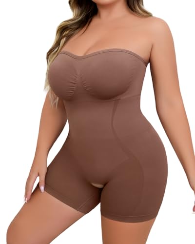 Image of Strapless Faja Body Shaper Seamless Tummy Control Bodysuit Shapewear Full Body Shapewear with Built-In Bra