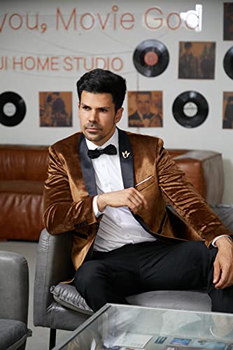 MAGE MALE Men's Velvet Slim Fit Suit Blazer Jacket Shawl Lapel One Button Dinner Prom Wedding Tuxedo 5