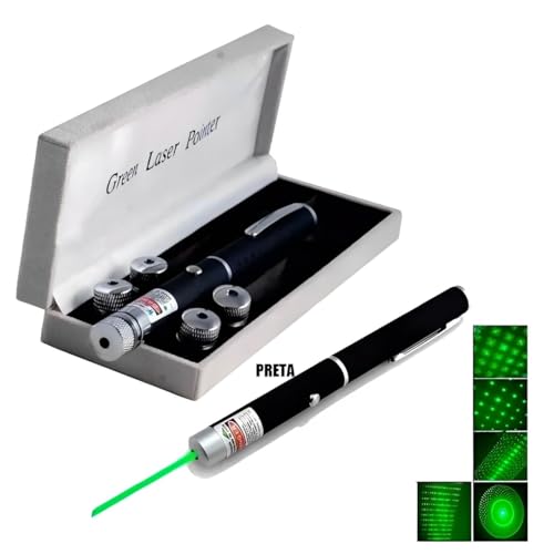 Caneta Laser Pointer para Apresentações Ultra Verde Alta Potência, 5 Ponteiros Com Efeitos Diferente