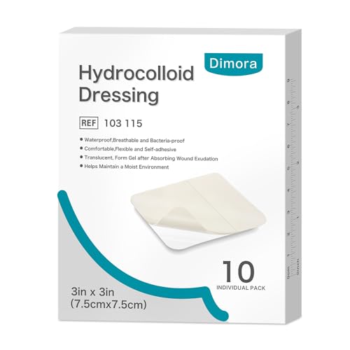Dimora Hydrocolloid Dressing Waterproof Self-Adhesive Wound Patches for Burns Cuts Blisters & Sensitive Skin Transparent Flexible & Latex-Free 7.5cm x 7.5cm 0.3mm Thickness (10 Pack)