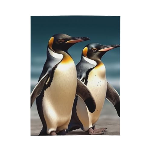 Couverture flanelle pingouin douce et élégante pour lit
