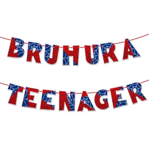Pancarta Bruh Ur A Teenager, Purpurina Premontada de 3m Decoración para Fiesta 13 Cumpleaños Artículos para Fiesta Temática de Telaraña Recuerdos Cumpleaños Niño y Niña