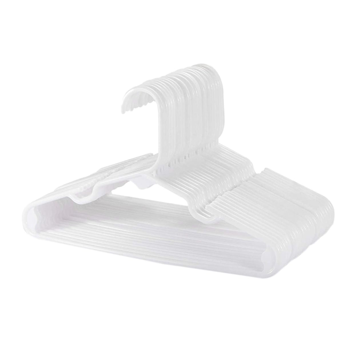 OUNONA 20pcs Clothes Hangers Plastic Wardrobe Hangers Non Slip Coat Hooks for Home Laundry and Clothing Shops White