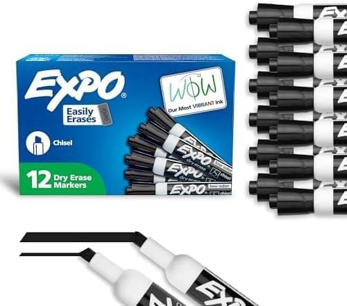 EXPO Dry Erase Markers Low Odor Ink Black Chisel Tip - Whiteboard Calendar Organization Essential Supplies for Office