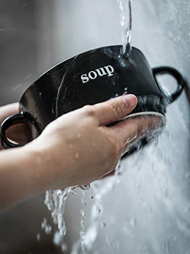 Lauchuh 27 Ounces Soup Bowls With Handles, French Onion Soup Bowls, Oven Safe Soup Bowls Serving Bowls For Entertaining, Party Stackable, Black #TOP7