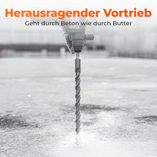 BAUBECK SDS Plus Bohrer 32mm x 460mm lang für Beton & Stein - Premium 40CR Stahl, langlebig - 4 Schneiden Steinbohrer 32mm für beste… – Ansicht 6