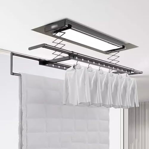 Invisible Electric Ceiling Clothes Dryer with Remote Control, Aluminium Alloy Telescopic Drying Rack, Space-Saving, 35kg Capacity for Balcony, Laundry Room, Indoor & Outdoor Use