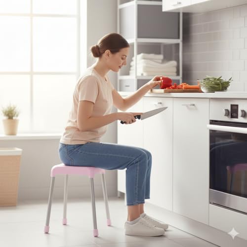 Image of CIPLA PLAST HoYo DIY Stool | Stool for Living Room, Bathrooms, Sitting, Home use, Kitchen (Pink, Large (20 INCH))