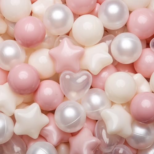 Image of TRENDPLAY Ball Pit Balls Star and Heart Shapes for Toddlers - 50 100 200 500 Count Plastic Balls for Ball Pit Fun and Play