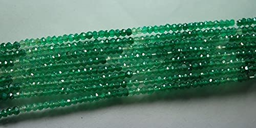 Perles rondelles en onyx vert mystique de 3,5-3mm, fil de 14 pouces pour enfilage et joaillerie