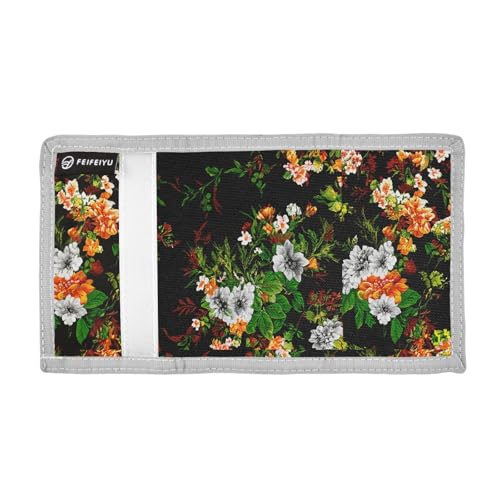 Flowers Black Green Leaves Kids Wallet for Boys Girls Outdoor Sport Trifold Wallets for Youth Teen Children Wallet with Zippered Coin Pockets Card Holders Front Pocket Wallets with Magic Sticker2