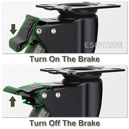 3 4 5 6インチ ヘビーデューティ スイベルプレートキャスター 4個セット、移動サイレントダブルボールベアリングソリッドラバーホ