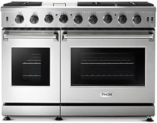 Thor Kitchen LRG4807U Pro-Style Gas Range with 6 Burners and Double Ovens, 48 inch, Stainless Steel