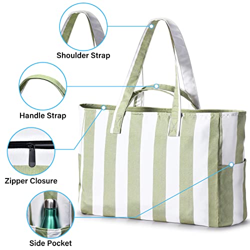 Beach Bags For Women, Large Beach Tote Bag With Zipper Beach Bag Waterproof Sandproof For Pool Gym Travel #TOP1