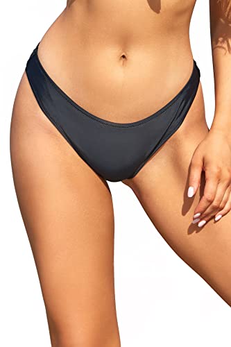 Nero SHEKINI Donna Moda Sexy Pezzo sotto Bikini Bottom Pantaloni Nuoto Brasiliana Bikini Costumi da Bagno Vita Bassa Costume Tanga Culotte Slip Mare（M，Nero）