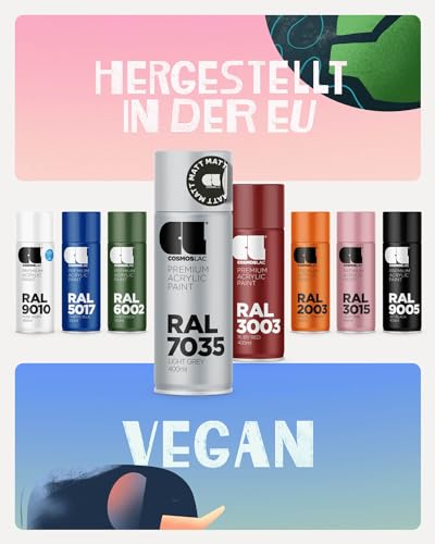 COSMOS LAC Sprühlack schwarz, matt - Spraydosen Sprühfarbe DIY Lack Acryllack Spray Farbspray Sprühdose Lackspray Farbe für Kunststoff, Metall, UVM. (RAL 9005 - schwarz matt)