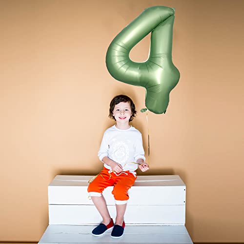 Green Number 3 Balloons 40 Inch Matte Green Party Decorations Weed Themed Large Olive Green Retro Birthday Balloon For Wild Zoo Theme Party Supplies Twihwei Digit 3 #TOP4