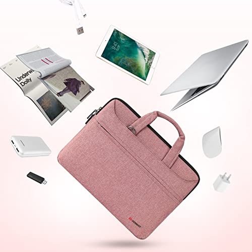 DOMISO 17.3 inch Laptop Messenger Shoulder Bag Tote Bag for Women for Men,Business Travel Work Computer Bag Chromebook Case Briefcase,Compatible with 17 inch HP Dell Lenovo ASUS, Pink4