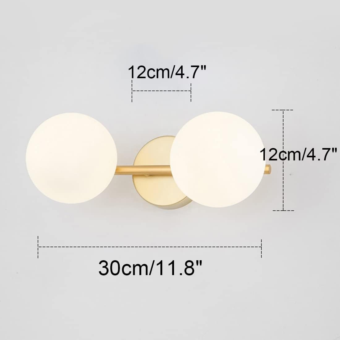 Lighting Bathroom Vanity Light Fixture Mid Century Modern Wall Sconce Light Glass Globes Shade 2-Light Industrial Vintage Gold Wall Mount Lights Over Mirror Bedroom Hallway