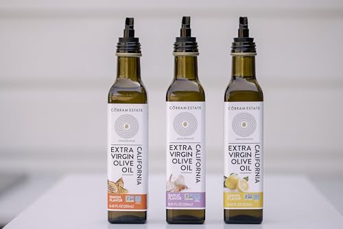 Image of Cobram Estate Lemon, Garlic, and Onion Artisan Collection Flavored - Low-Fodmap Diet Friendly, First Cold Pressed 100% California Extra Virgin Olive Oil - Non-GMO, 3 x 250ml Bottles (Variety)