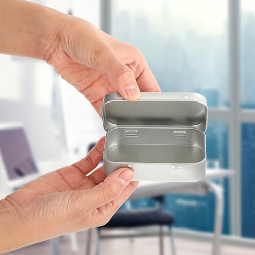Ouligay Metalldöschen Blechdose Silber Metal Tin Mini Aufbewahrungsbox Metall Boxen Metalldosen aus Metall mit Deckel Minibox Organizer für Zuhause Sügigkeiten und Kleinen Gegenständen