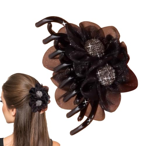 Pinza para el pelo con diseño de flores, agarre antideslizante, clip de flores para el pelo, para mujeres rizadas, vacaciones, boda, otoño, y niñas