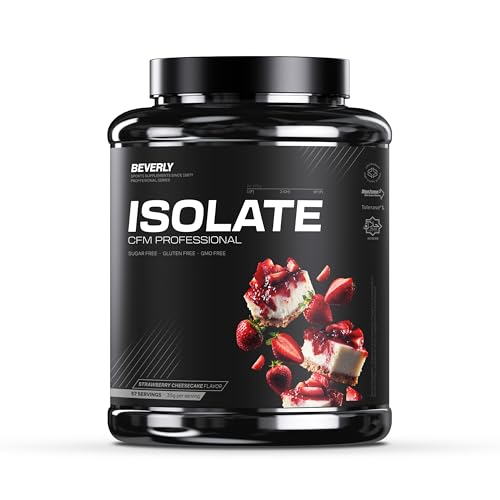 Beverly Isolate CFM - Aislado de Proteína de Suero Lacprodan - 2 Kg - 30 g de proteína por porción - 58 servicios - Tonifica y aumenta la masa muscular - Sabor (2 KG, TARTA QUESO FRESA)