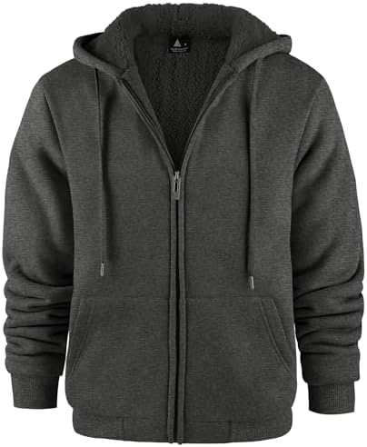 JACKETOWN Herren Kapuzenpullover Sweatshirt Reißverschluss Sweatjacke Gefüttert Hoodie Warm Fleece Winterjacke Teddyfutter Fleecejacke mit Kapuze