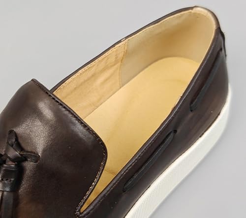 Santimon Men’s Leather Penny Loafers with Tassels – Stylish Slip-On Dress Casual Shoes, Classic & Comfortable for Business, Weddings, and Casual Wear4