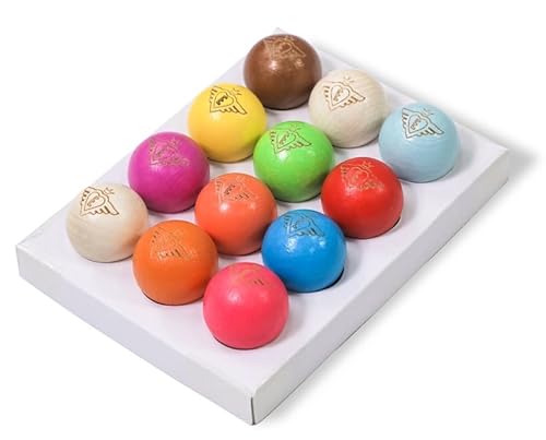 Engelhart Zielkugel Boule Ø 30 mm – 12er Set (10 Farben + 2 Natur) – Holzkugel für Pétanque & Boule – Schweinchen Ersatz 010147