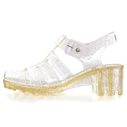 Image of Hee grand Crystal Jelly Heel Sandals for Women Summer Beach Jelly Shoes