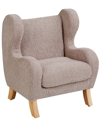Beliani Fauteuil pour Enfant Moderne en Bouclé avec Accoudoirs Siège Chaise Taupe Farum