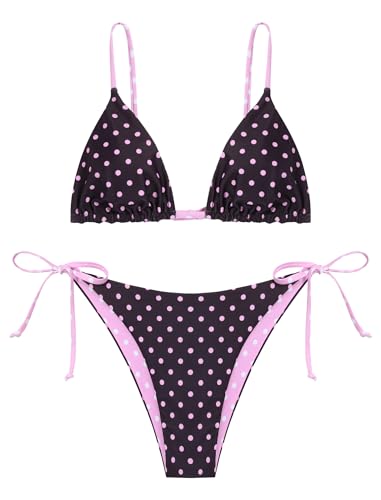 Image of ZAFUL Women's Triangle Bikini Floral String Bikini Set Two Piece Swimsuit Bathing Suits