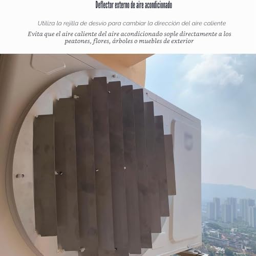 Miniatura 3 de Yqyphyllite Deflector De Aire De Acero Inoxidable Para Unidad Exterior De Aire Acondicionado - Modelo Redondo Antisoplado Para Cambiar La Dirección Del Aire 43cm
