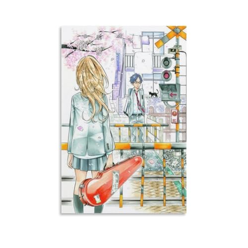 Póster decorativo con texto en inglés «Your Lie in April» de Arima Kousei Miyazono Kaori Railway Crossing (30 x 45 cm)