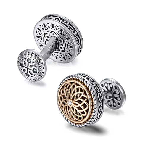 Image of Cuff Links Mens, Cufflinks for Men, Men's Cuff Links for Wedding, Business, Father's Day, Gift for Men, 18K Gold Plated with Luxury Wooden Gift Box