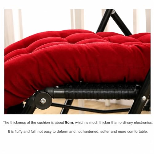 Image of KYNE Rocking Chair Cushion 18 x 50 Inch Thick Tufted Chair Cushion with Backrest and Seat Pad Soft Premium Fabric Polyester Filling Non Slip Indoor Outdoor Rocking Chair Replacement Cushion (Red)