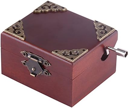 HERCHR Vintage Music Box, Wood Carved Mechanism Musical Box Gift Hand Cranked Music Box for Christmas, Valentine's day, Birthday, Edelweiss