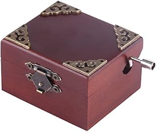 HERCHR Vintage Music Box, Wood Carved Mechanism Musical Box Gift Hand Cranked Music Box for Christmas, Valentine's day, Birthday, Edelweiss