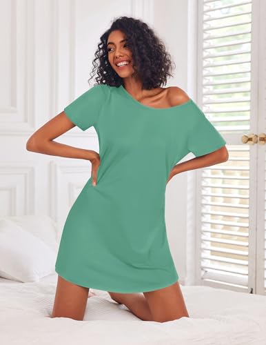 Image of Ekouaer 3 Pack Nightgowns for Women Short Sleeve Sleepshirt Button Down Nightshirt Soft Pajamas Dress Casual Sleepwear