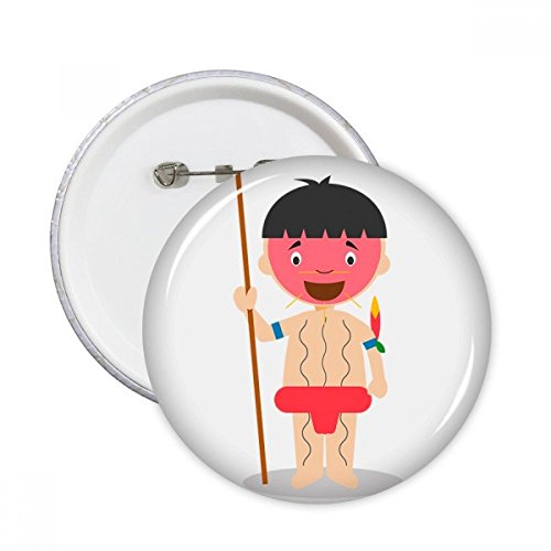 Badge epingle de taille M motif Yanomami Venezuela pour customiser un tissu uni