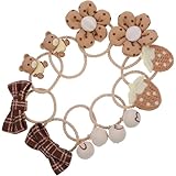 Homoyoyo Gomas Pelo para Niñas Pequeñas 5 Pares de Coleteros Elásticos Decorativos Lazos Flores y Ositos en Color Café Accesorios Cabello Delicados y Cómodos para Uso Diario y Fiestas