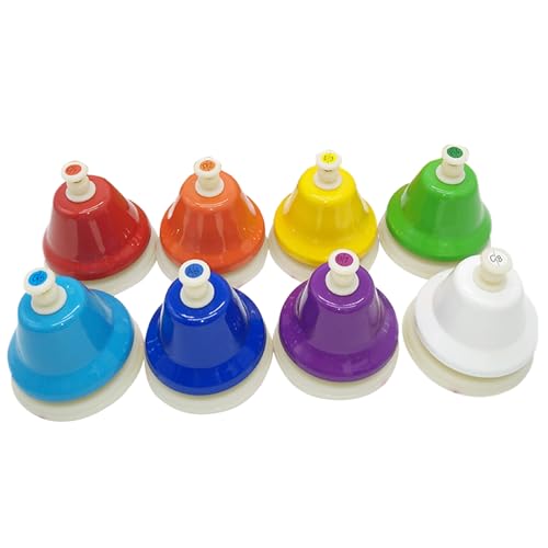 Campanas musicales de escritorio – Kit de campanas para niños, juego de melodías para principiantes | Diseño de campana manual de ocho colores, ayuda para el desarrollo de habilidades, adecuado para s