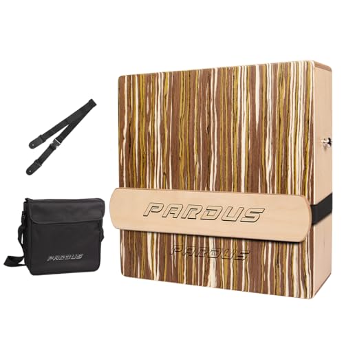 PARDUS Portable Cajon Drum with Removable Snare Straps – Travel Cajon with Dual-Sided Birch...